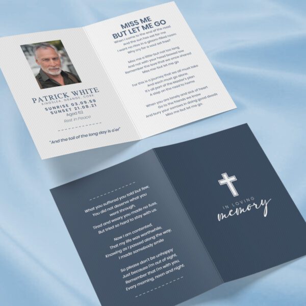 Navy Modern Memorial Cards 4 Page