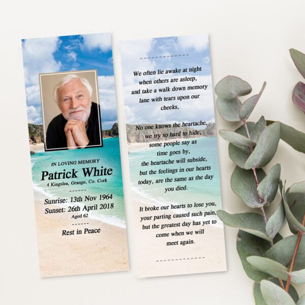 Sandy Beach Background Memorial Bookmarks